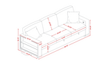 Dimension diagram of Bexley Gray sofa