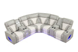 Robin sectional showing Bluetooth speaker and cupholders