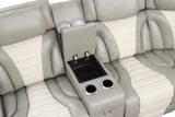 Detail of grey air leather upholstery