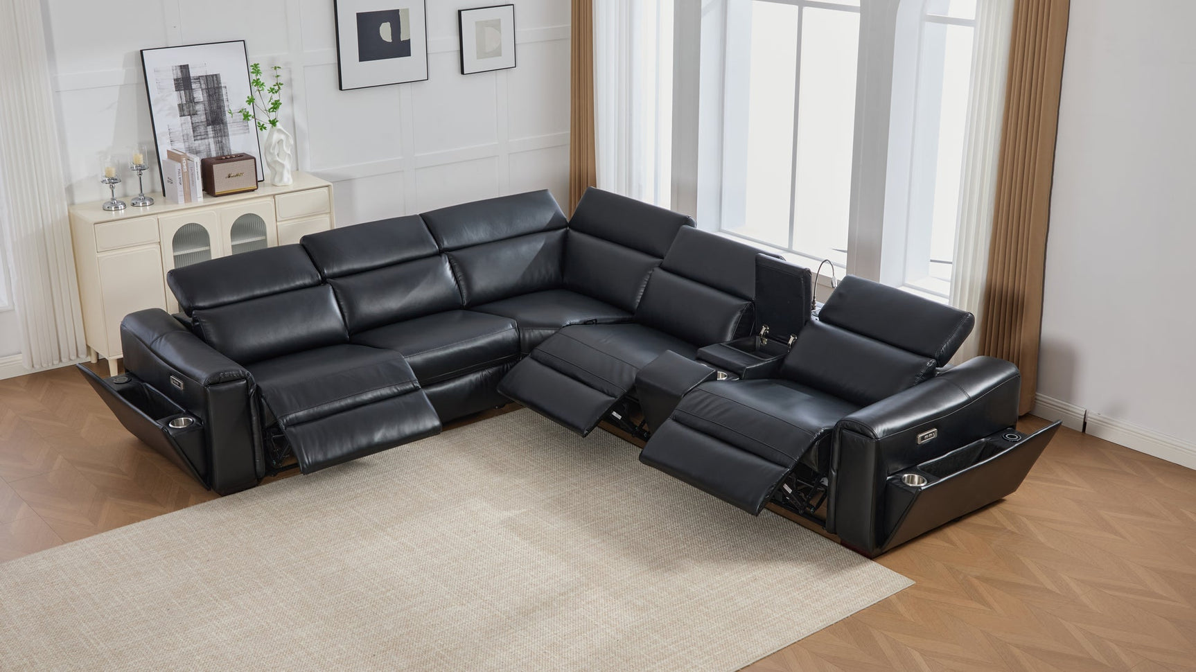 Divani Black power reclining sectional sofa