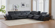 Divani Black power reclining sectional sofa angled front view
