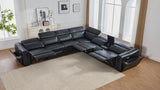 Close-up of Divani sectional black leather gel upholstery