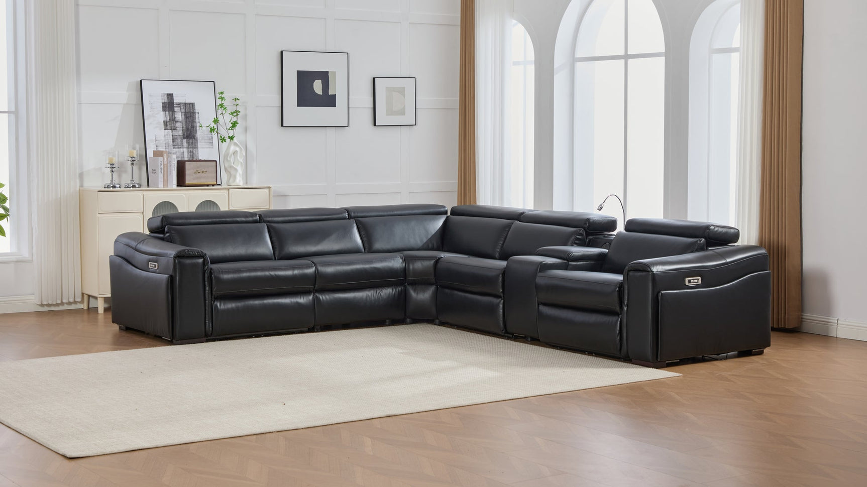 Divani Black power reclining sectional sofa
