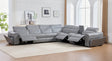Divani grey leather gel power reclining sectional front view