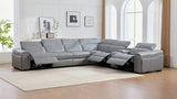 Divani grey sectional console with hidden cup holders