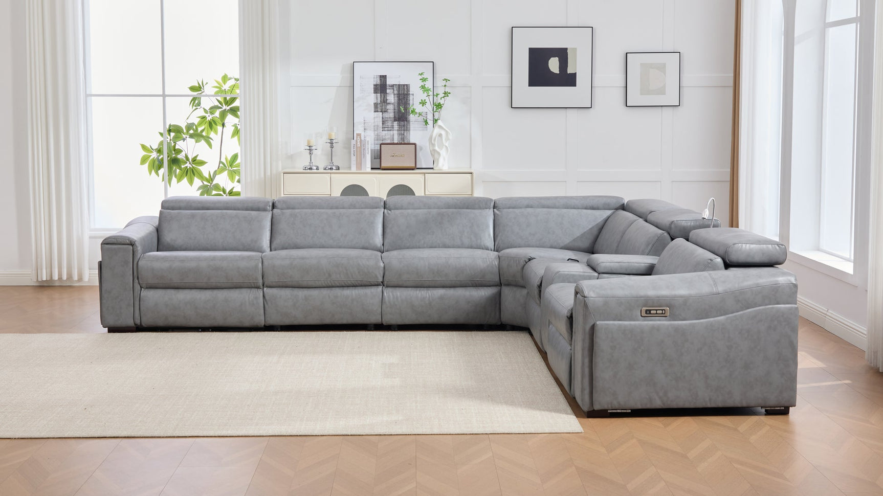 Divani sectional with Bluetooth speaker and reading lamp detail