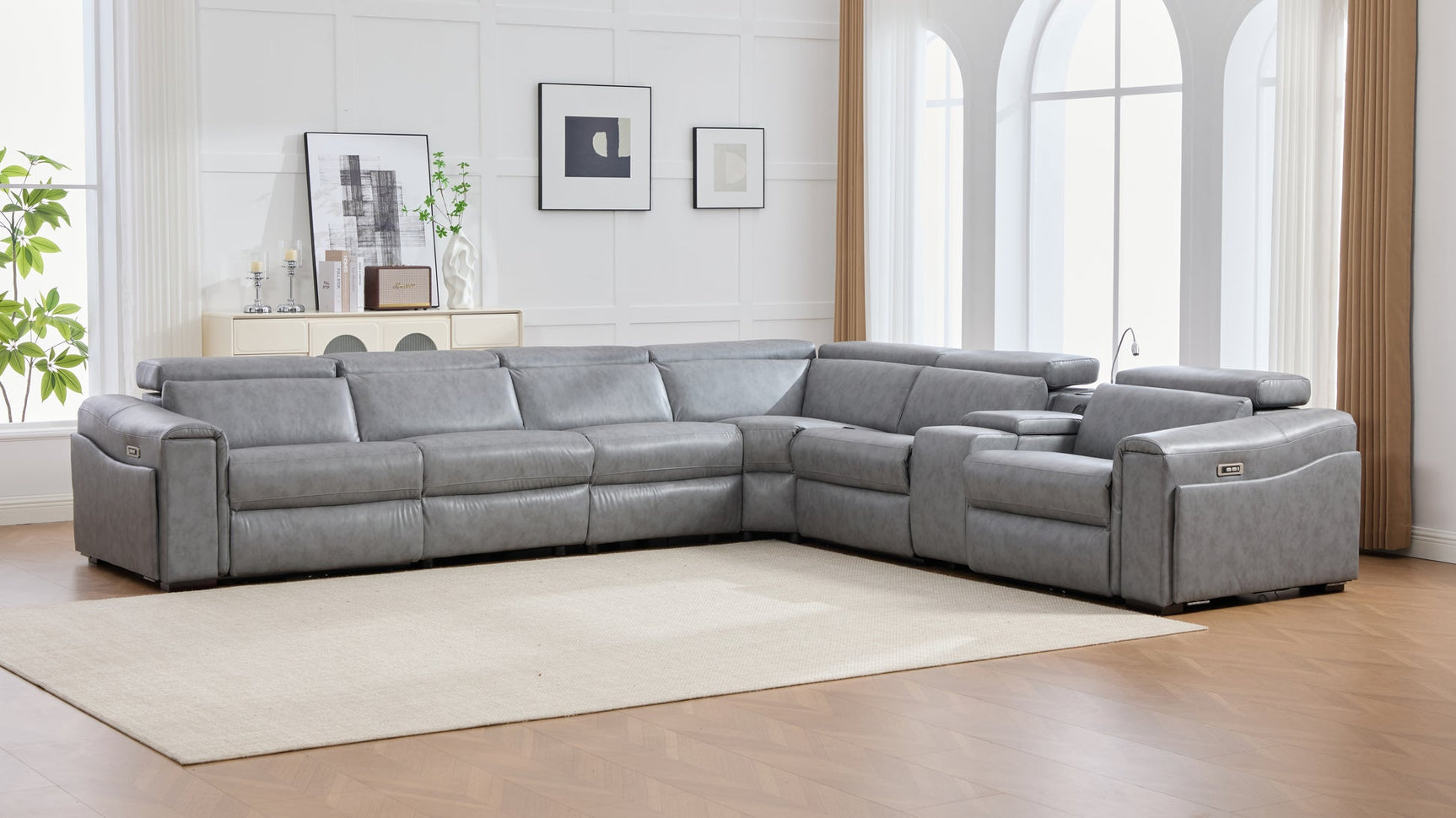 Divani sectional close-up of adjustable headrest