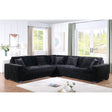 Front view of Comfy II Black Corduroy 2-Piece Sectional Sofa