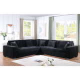 Front view of Comfy II Black Corduroy 2-Piece Sectional Sofa