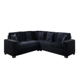Side view of Comfy II Black Corduroy 2-Piece Sectional Sofa