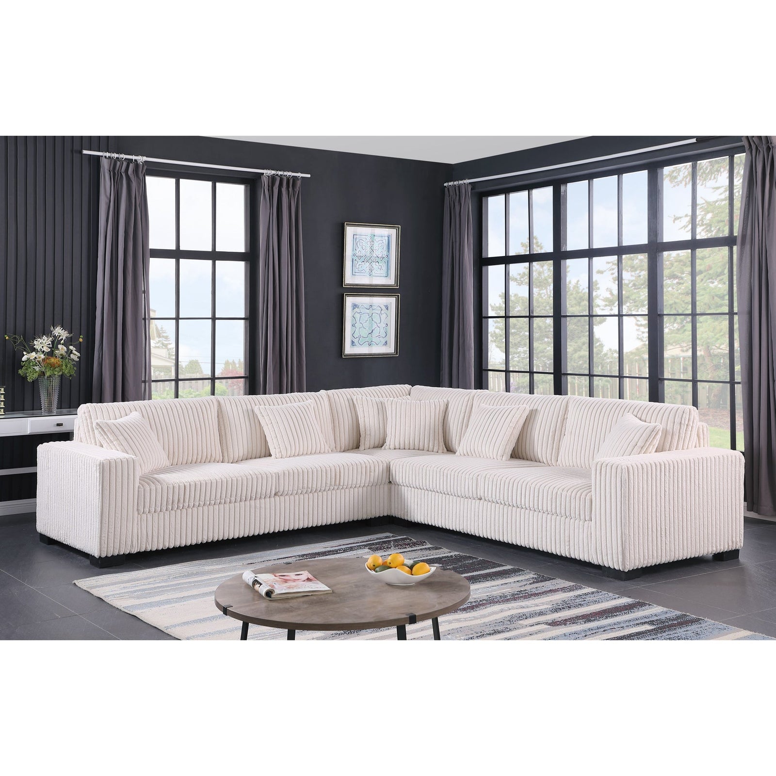 main view of Comfy II Cream 2-Piece Sectional sectional sofa