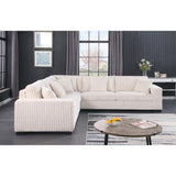 detail view of cream upholstery on sectional sofa