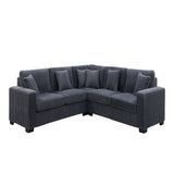 Close-up detail of Comfy II Grey sectional fabric and cushions