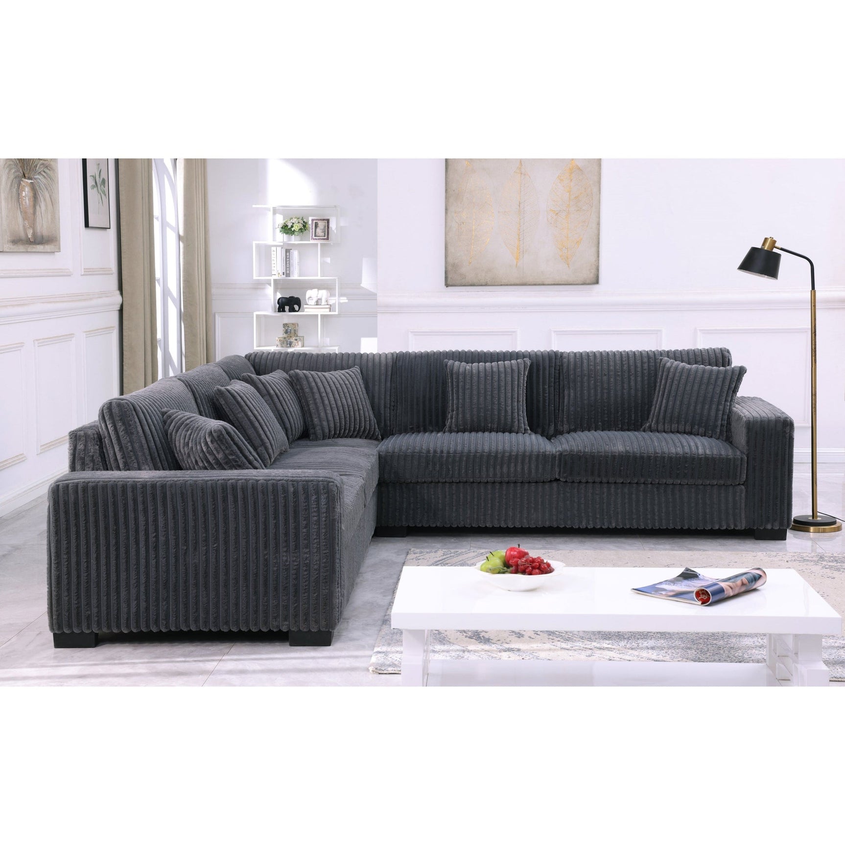 Side angle of Comfy II Grey 2-Piece Sectional Sofa