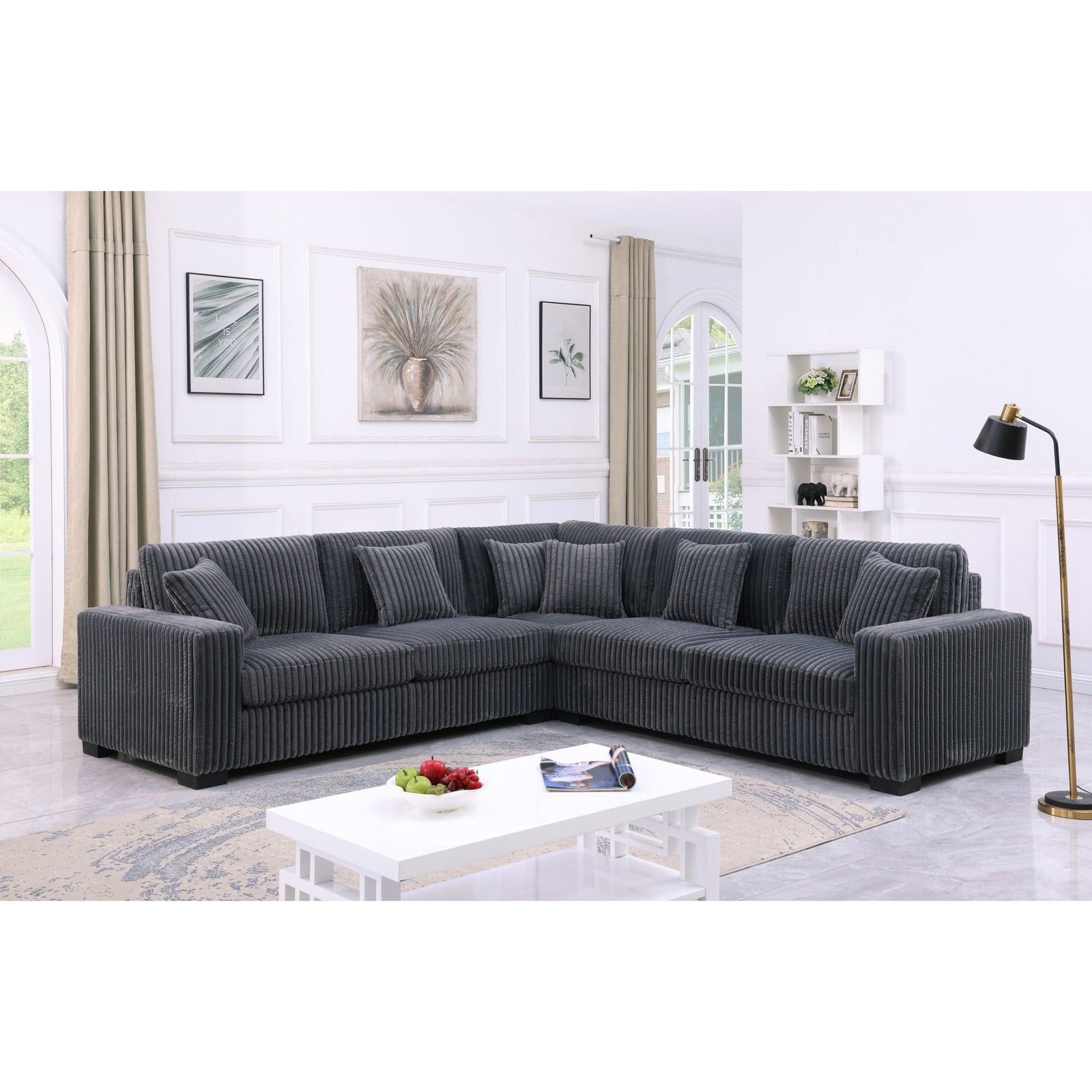main view of Comfy II Grey 2-Piece Sectional sectional sofa
