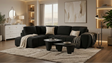 Uptown Black 2-Piece Fabric Sectional Sofa with Vertical Channeling from Decor Furniture