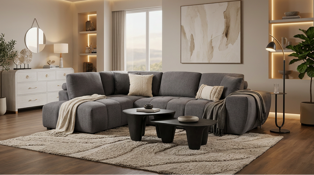 Uptown Grey 2-Piece Sectional Sofa from Decor Furniture