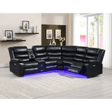 Sonic Black Power Reclining Sectional sofa front angle