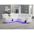 Sonic white power reclining sectional sofa front angle