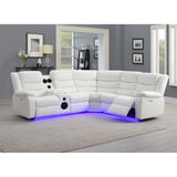 Sonic white power reclining sectional sofa front angle