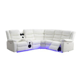 Top angle showing full Sonic white power reclining sectional