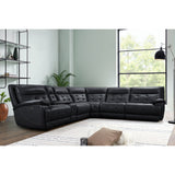 Starlight black leather sectional corner close-up