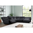 Starlight black leather reclining sectional front view