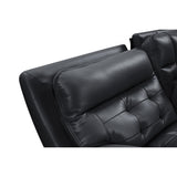 Overhead view of Starlight black leather sectional seating arrangement