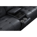 Back view of Starlight black leather power reclining sectional