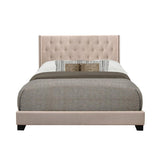 Barzini Beige Tufted Fabric Queen Upholstered Bed front view