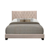 Barzini Beige Tufted Fabric Upholstered King Bed front view