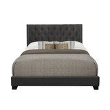 Barzini Dark Blue Tufted Upholstered King Bed headboard front view