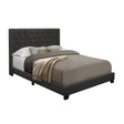 Baker full platform bed angled front view with fabric upholstery