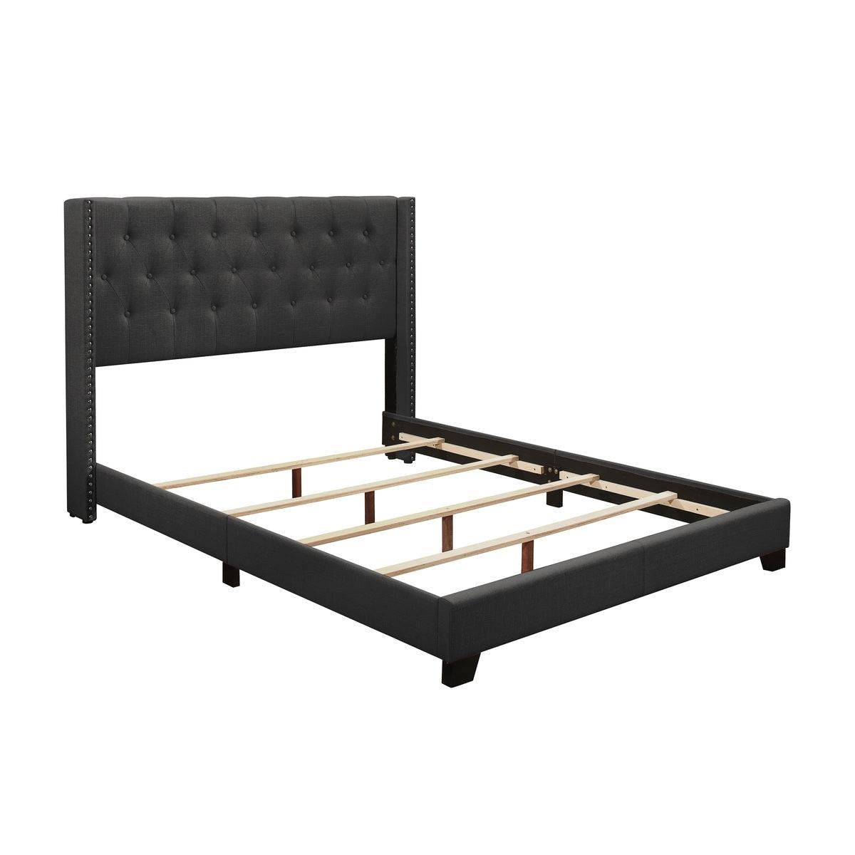 Baker full platform bed close-up of tufted fabric detailing