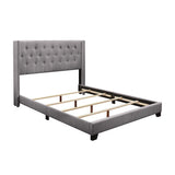 Baker Grey Solid Wood And Engineered Wood Fabric Upholstered Tufted Full Platform Bedroom Set - Ella Furniture