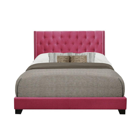 Baker Pink Tufted Upholstered Full Platform Bed front view