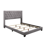 Barzini Gray Tufted King Upholstered Fabric Bed headboard detail