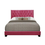 Barzini pink tufted upholstered queen bed angled view