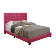 Barzini pink fabric queen bed headboard close-up