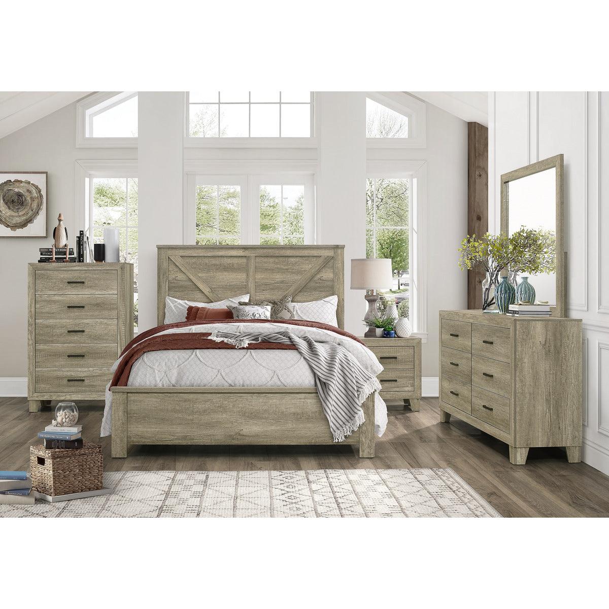 Avenue Rustic Modern Contemporary Solid Pine Wood King Panel Bed - Ella Furniture