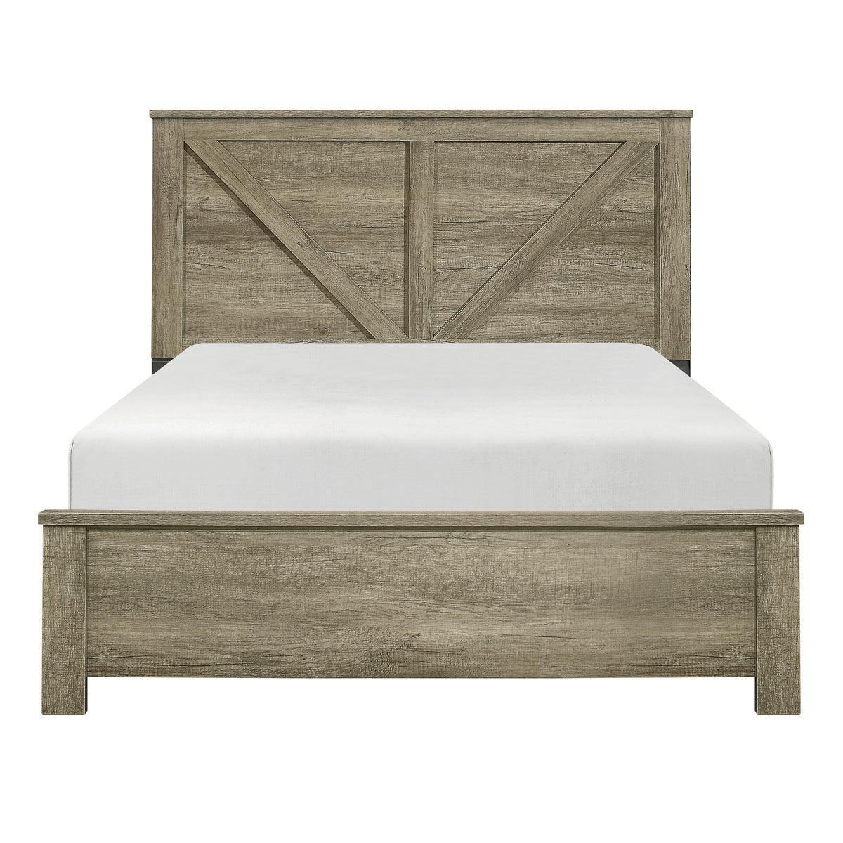 Avenue Rustic Modern Contemporary Solid Pine Wood Queen Panel Bed - Ella Furniture