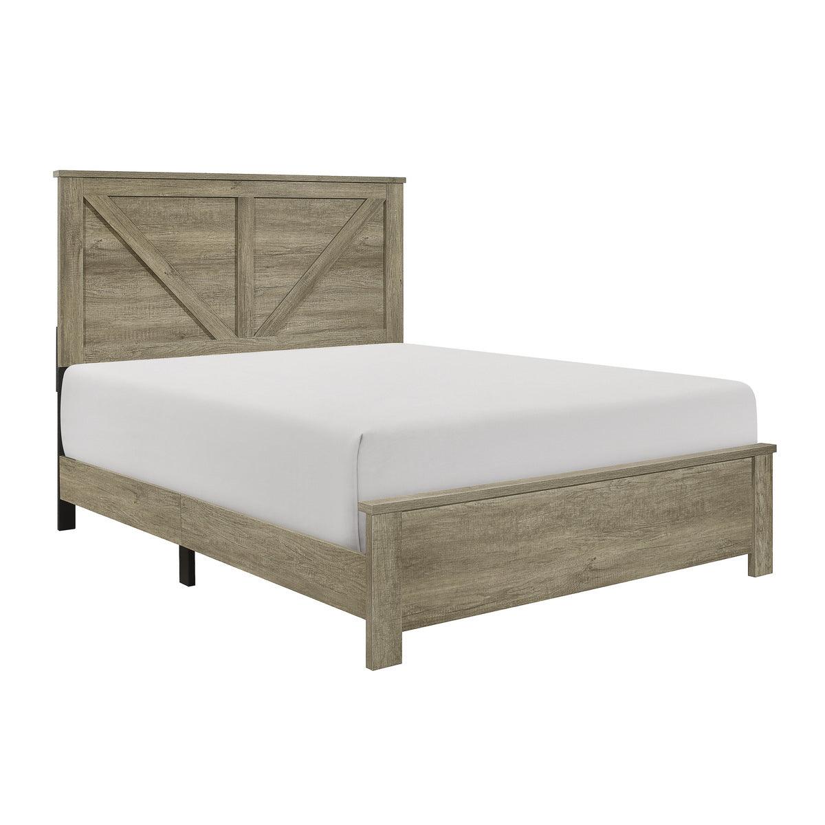 Avenue Rustic Solid Pine Queen Panel Bed side angle