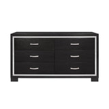 LED lighting feature on Bellante Black Queen Bed headboard