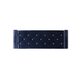 Storage bench open showing spacious internal storage with blue velvet lid