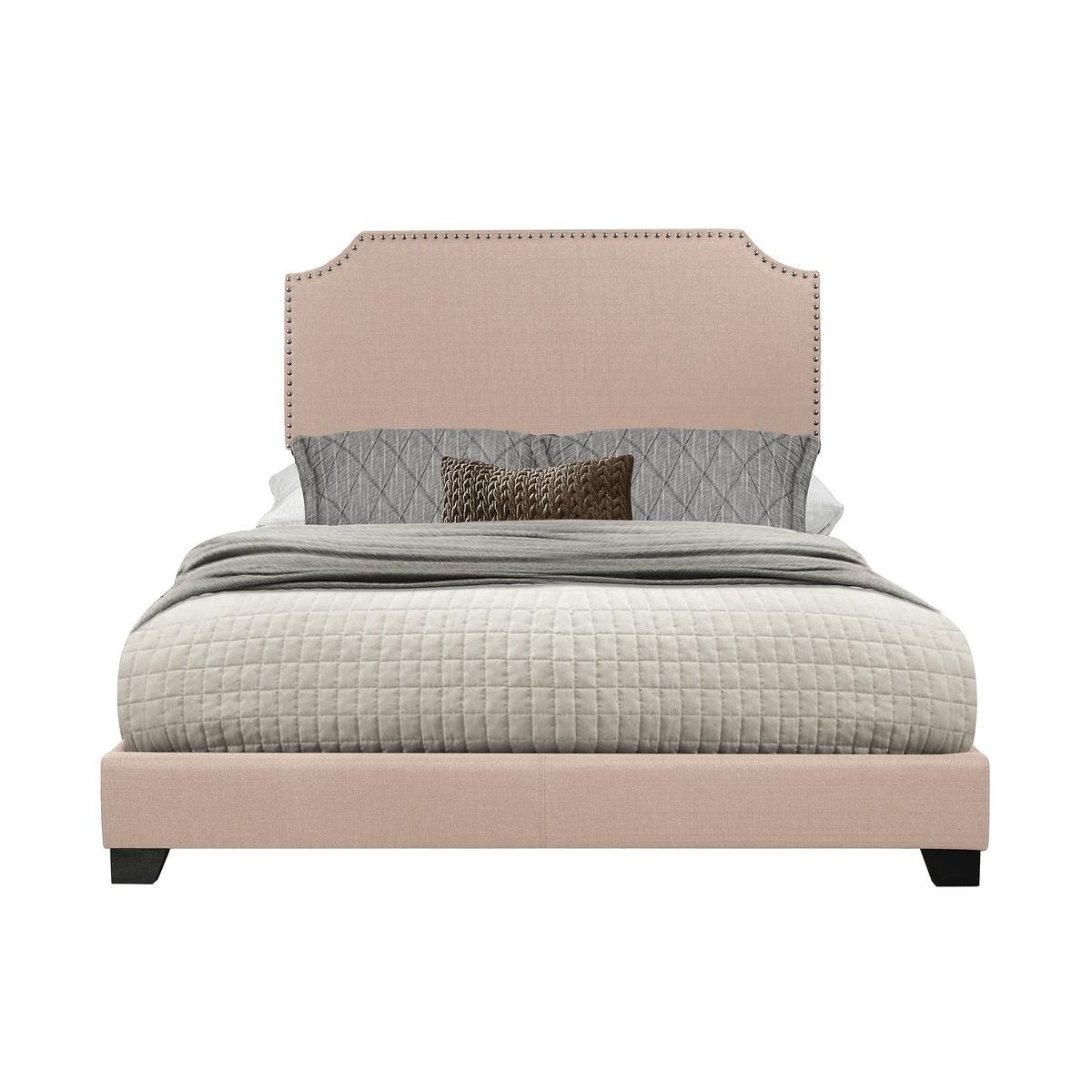 Miranda Beige Modern Solid Wood Fabric Queen Upholstered Bed - Ella Furniture