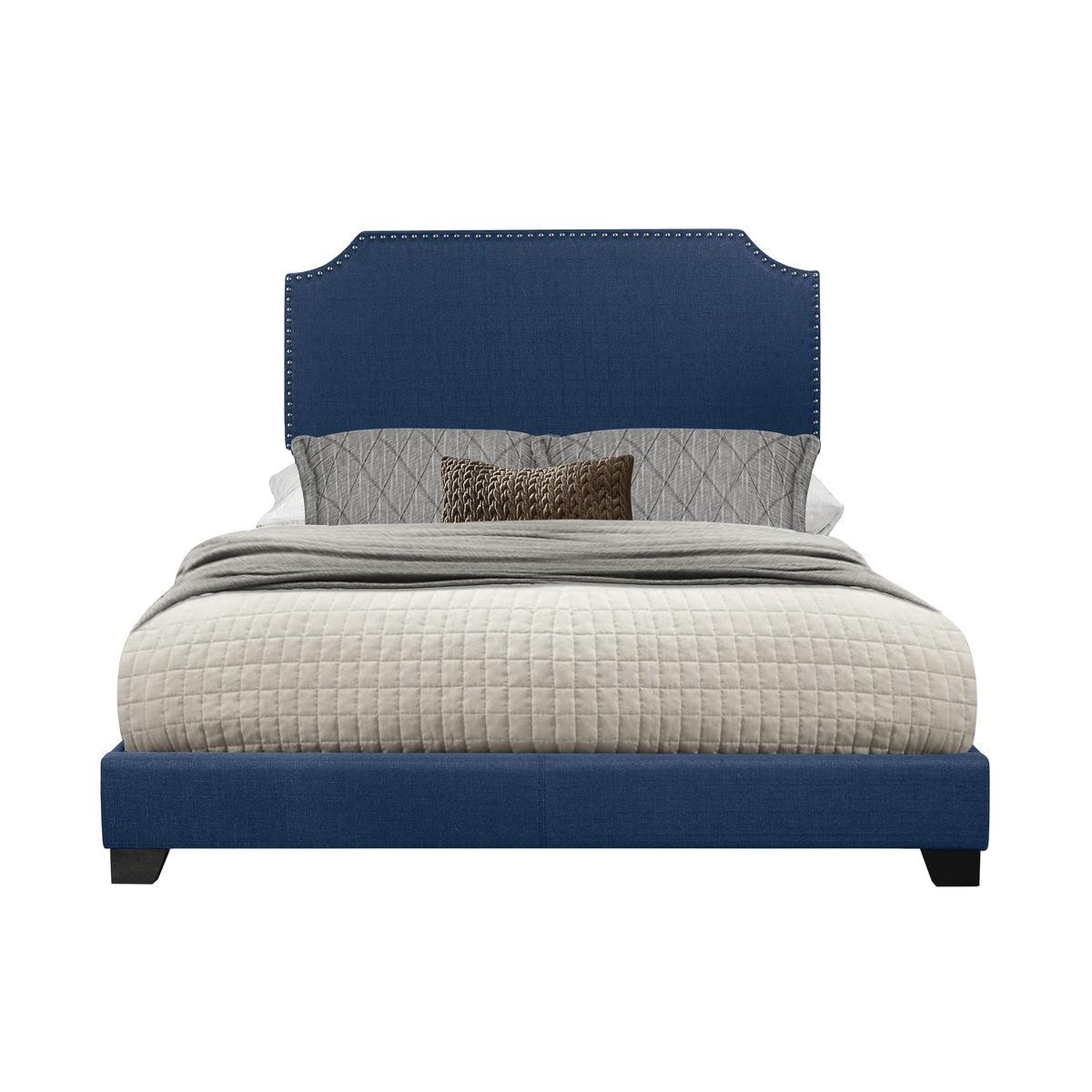 Miranda Blue Modern Solid Wood Fabric Queen Upholstered Bed - Ella Furniture