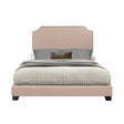 Miranda Beige Upholstered King Bed angled view showing tufted headboard