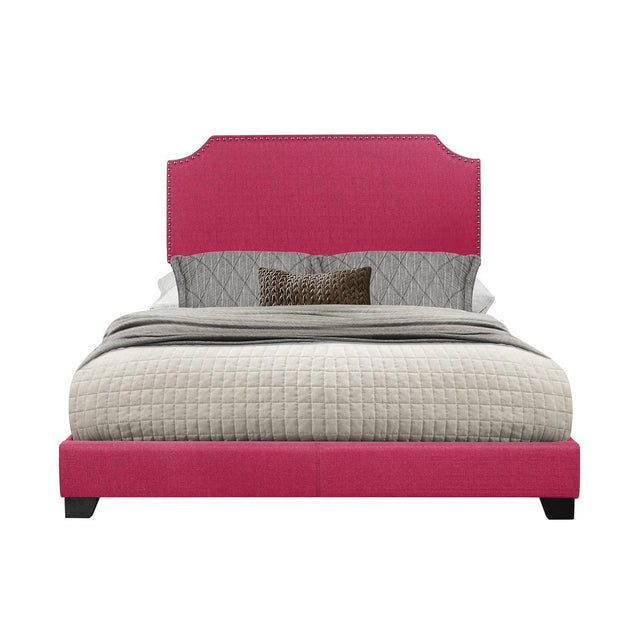 Miranda Pink Modern Solid Wood Fabric King Upholstered Bedroom Set - Ella Furniture
