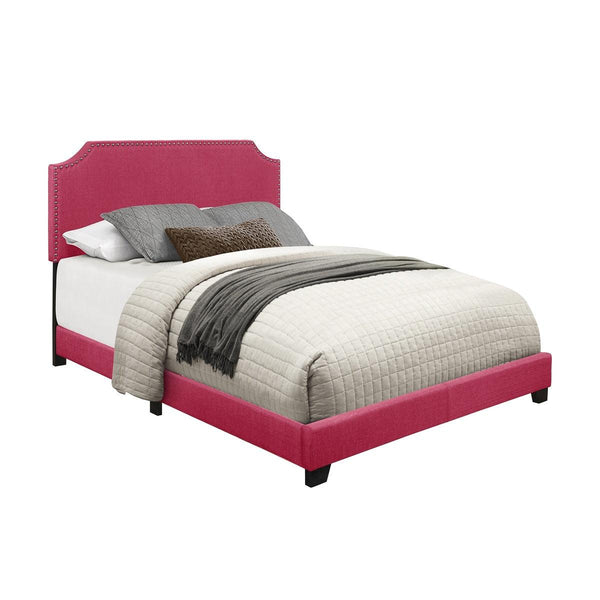 Miranda Pink Upholstered Queen Bed side angle
