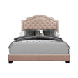 Sandy Beige Modern Sleek Fabric Queen Upholstered Tufted Bed - Ella Furniture